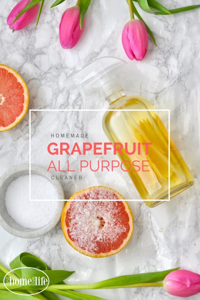 This homemade grapefruit all purpose cleaner not only smells fantastic but is great at cutting through soap scum, grease and anything else you can imagine! via firsthomelovelife.com