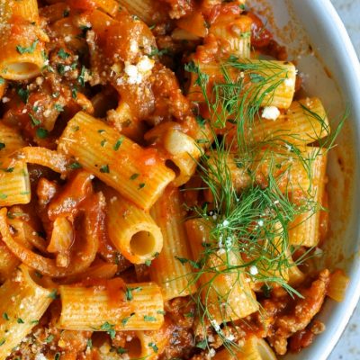 Creamy Rigatoni with Ground Sausage and Fennel