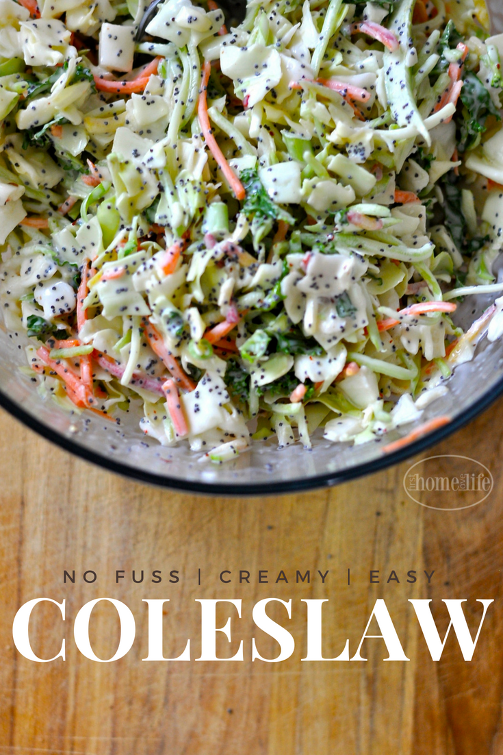 THIS CREAMY SWEET COLESLAW IS SO EASY TO MAKE AND IS ALWAYS A HIT AT OUR BBQ! VIA FIRSTHOMELOVELIFE.COM