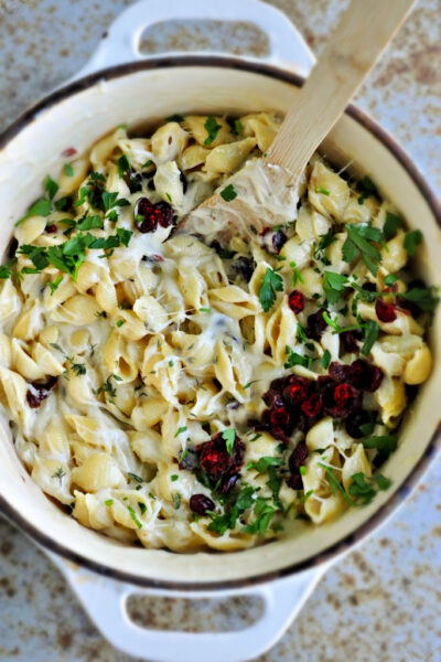white cheddar cranberry macaroni and cheese is a fantastic side for the holidays!