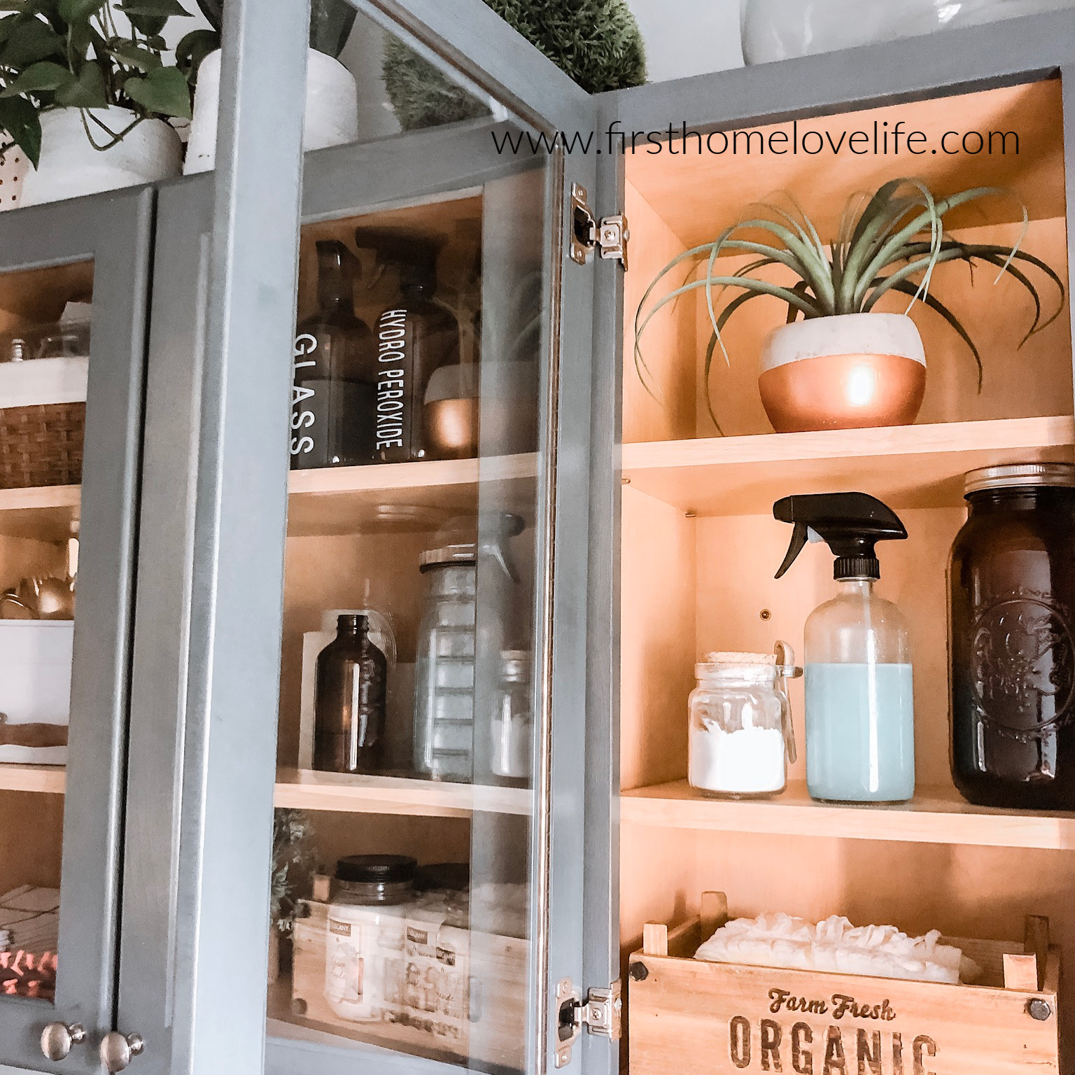 Pretty Glass Laundry Room Storage