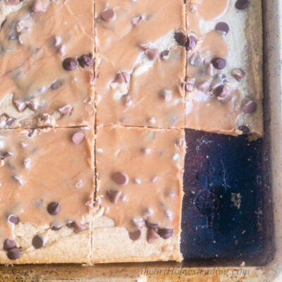 Chocolate Chip Peanut Butter Bars with PB Glaze