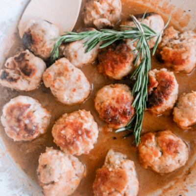 Rosemary Lemon Turkey Meatballs in Gravy