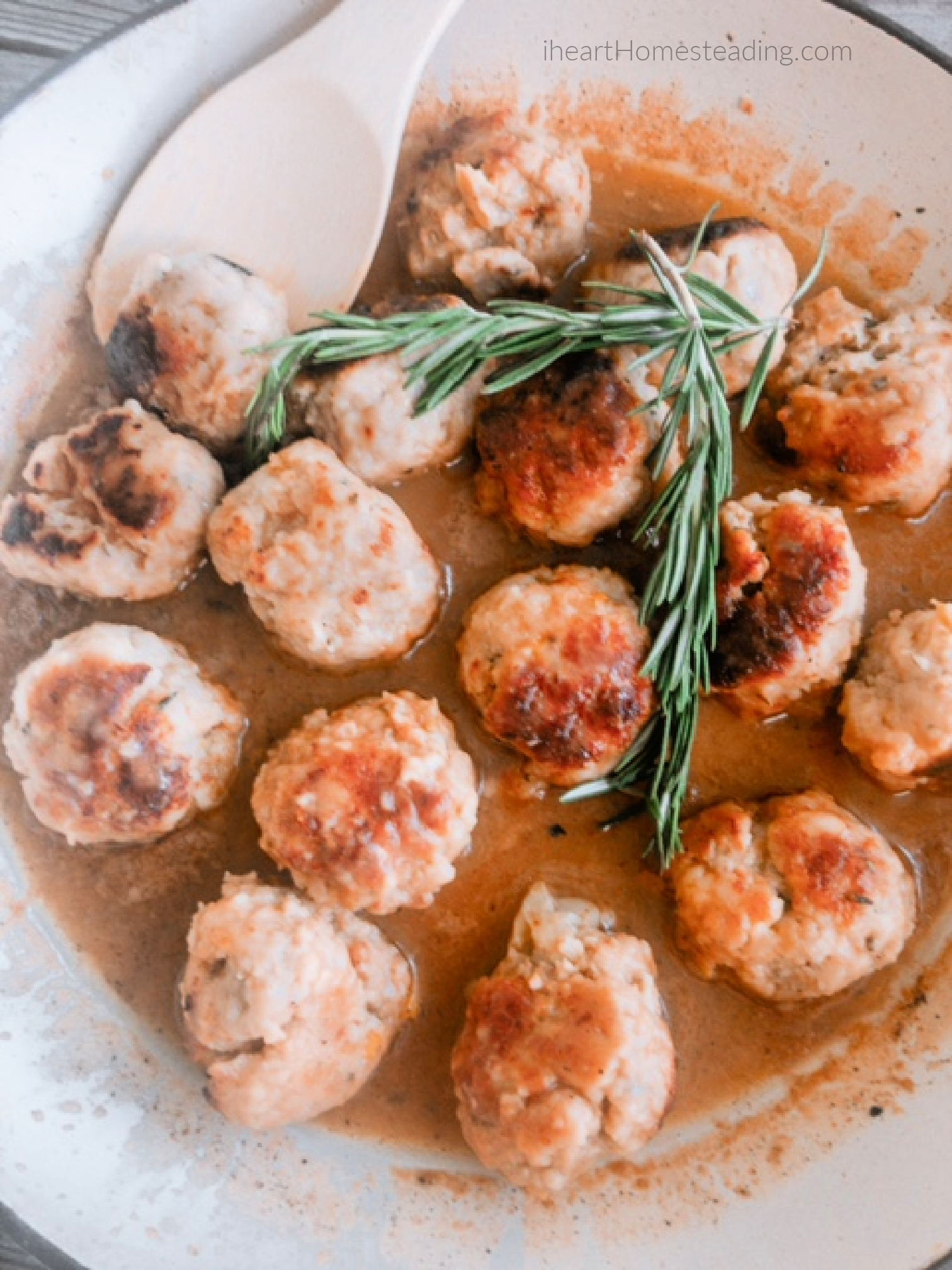 Great freezer meal! | Rosemary Lemon Turkey Meatballs in Gravy- Nod to Swedish meatballs