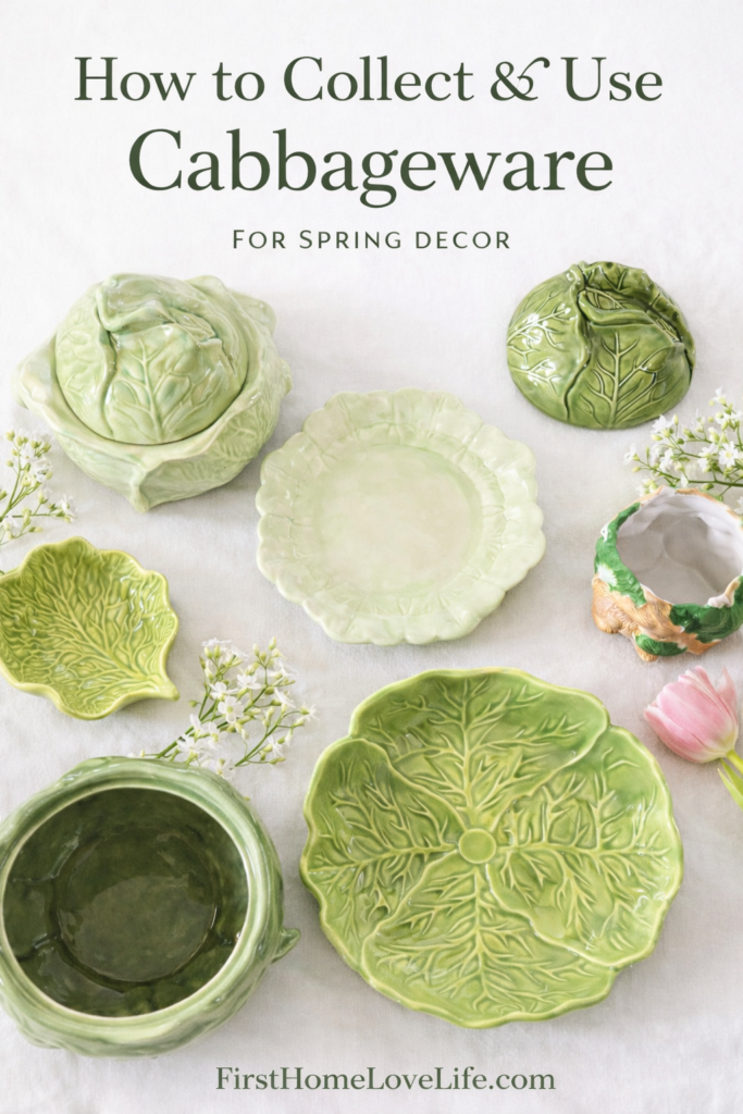 how to find cabbageware pieces for spring decor styled on a clean neutral background