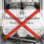 open dishwasher loaded with white plates and mugs showing common dishwasher mistakes people make
