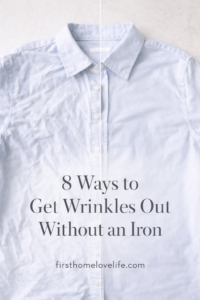 Side-by-side comparison of a wrinkled shirt and a smooth shirt showing how to get wrinkles out of clothes without an iron
