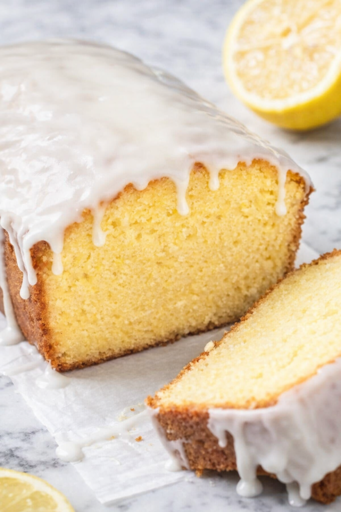Better than Starbucks lemon loaf cake with drippy lemon glaze