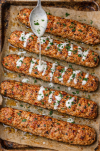 Ground Chicken Shawarma Kabobs with Garlic Yogurt Sauce