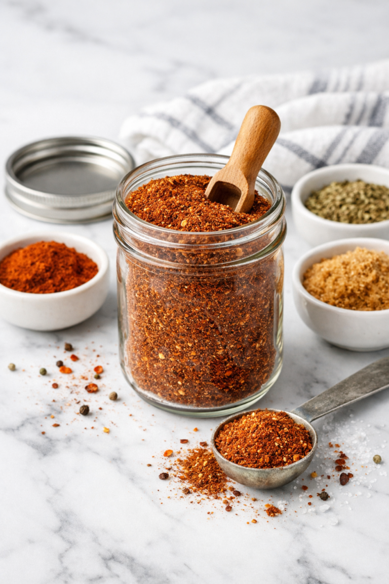 Homemade Chili Seasoning Mix in Glass Jar
