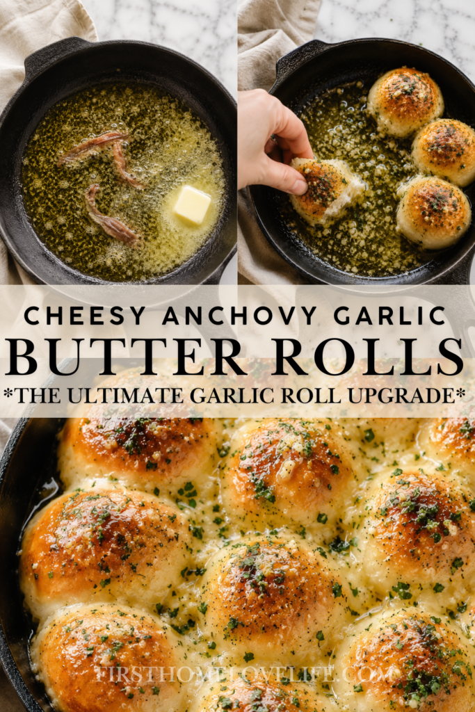 These cheesy anchovy garlic butter rolls are loaded with rich bagna cauda flavor, melty cheese, garlic butter, and herbs. Learn how to make the savory garlic butter sauce, dip warm rolls into the leftover buttery goodness, and enjoy the ultimate Italian-inspired bread recipe.