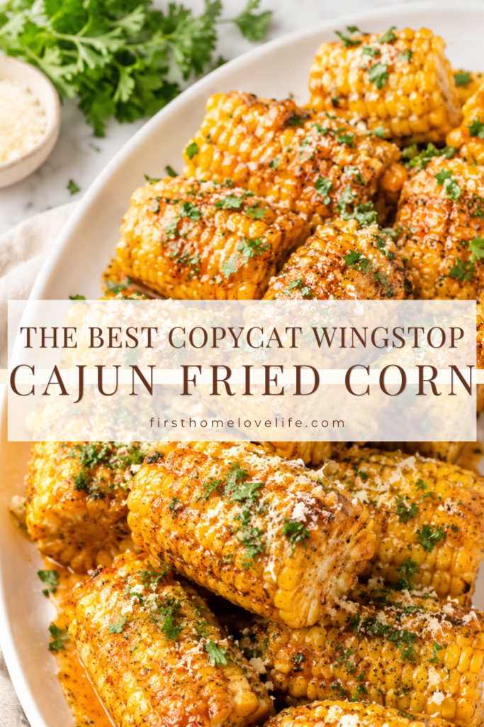 Skip the takeout and make this Copycat Wingstop Cajun Fried Corn at home. Sweet corn is fried until tender, then coated in rich Cajun garlic butter and topped with Parmesan cheese and fresh parsley. This easy side dish is perfect for game day, backyard BBQs, family dinners, and wing nights.