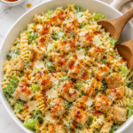 The Best Hot Honey Chicken Caesar Pasta Salad