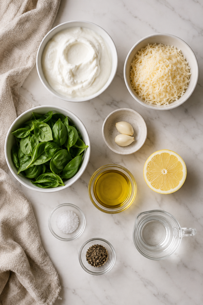 Creamy Garlic Basil Dressing Ingredients